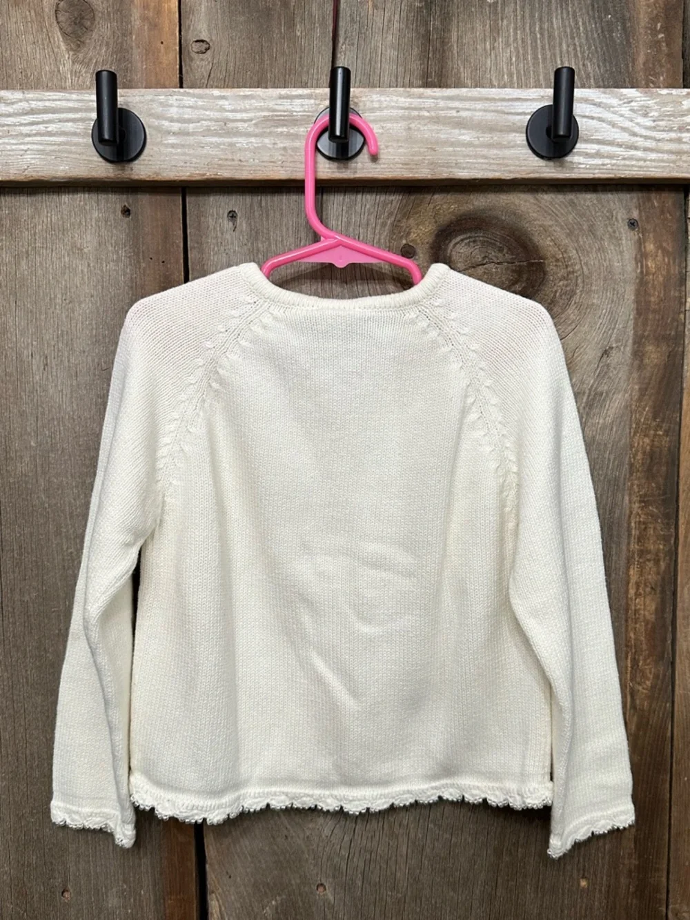 2001 Gymboree Off White Cream Button Up Sweater Bead Details Size 5 Large